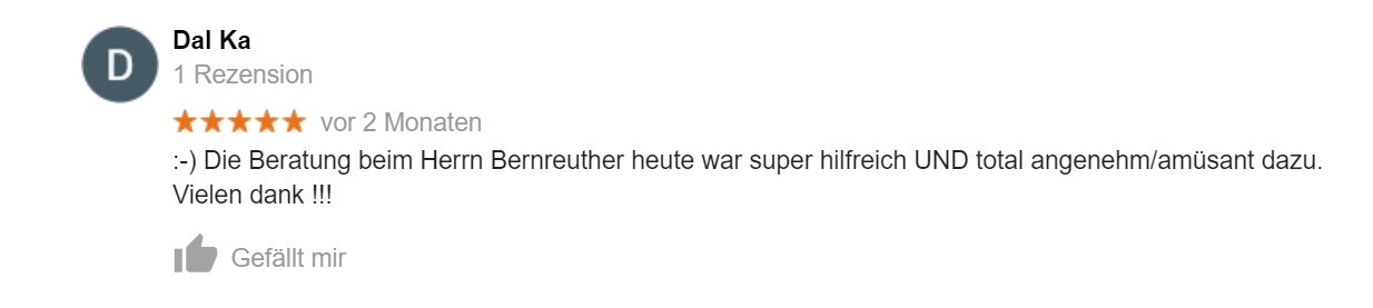 Google Bewertung Rechtsanwalt Bernreuhter